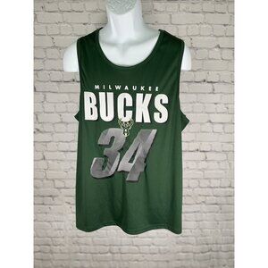 NBA Milwaukee Bucks Green White Sleeveless Jersey Antetokounmpo #34 Tank Top XL